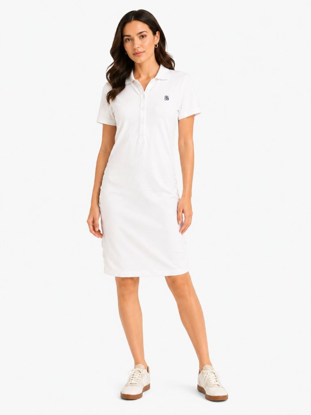 TOMMY BAHAMA WHITE RUFFLE COTTON SHORT SLEEVE POLO DRESS - M